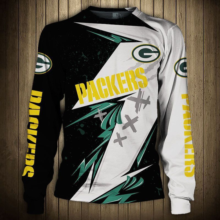 Green Bay American Football Team Packers Aaron Rodgers Colorblock Gift Sweatshirt Long Sleeve Crewneck Casual Pullover Top