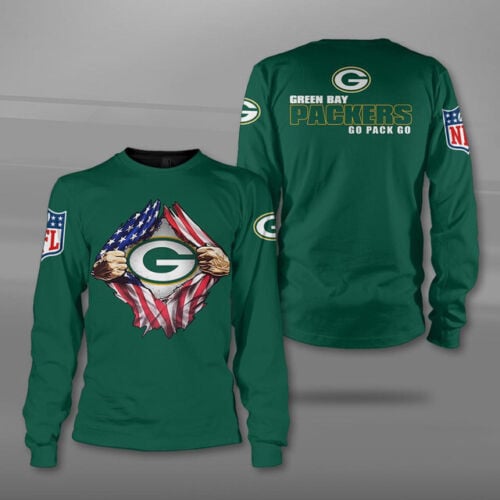 Green Bay American Football Team Packers Aaron Rodgers Flag Solid Color Gift Fan Sweatshirt Long Sleeve Crewneck Casual Pullover Top