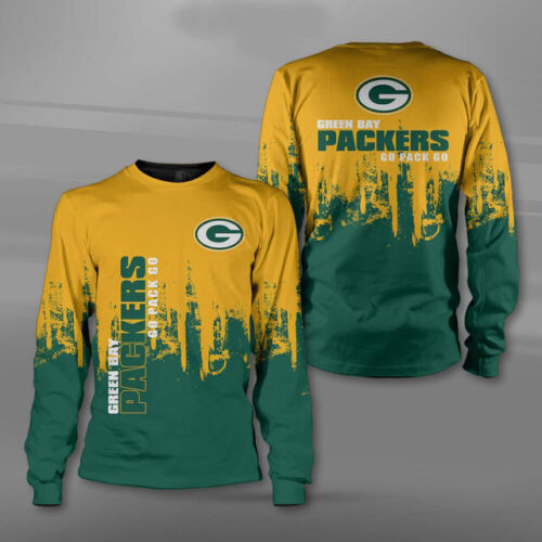 Green Bay American Football Team Packers Aaron Rodgers Blending Painting Sweatshirt Long Sleeve Crewneck Casual Pullover Top