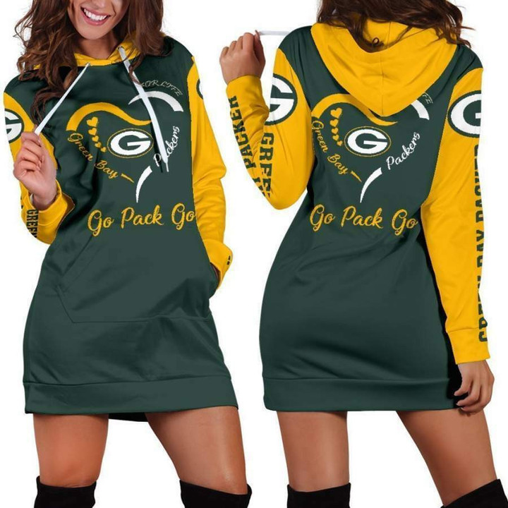 Green Bay American Football Team Packers Aaron Rodgers Team Hoodie Dress Women's Long Sleeve Hooded Jumpers Casual Dress Gifts