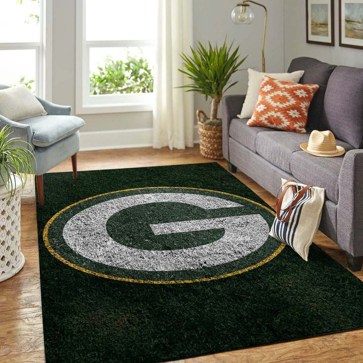 Green Bay American Football Team Packers Aaron Rodgers Team Football Ground Gift For Fan Rectangle Area Rug Home Decor Floor
