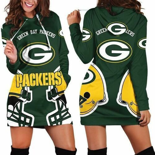 Team Green Bay American Football Team Packers Aaron Rodgers Hoodie Dress Women's Long Sleeve Hooded Jumpers Casual Dress Gifts