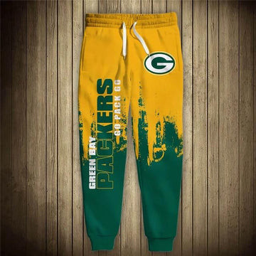 Yellow-Dark Green Men's Green Bay American Football Team Packers Aaron Rodgers Gift For Christmas Chargers Sweatpants Jogging