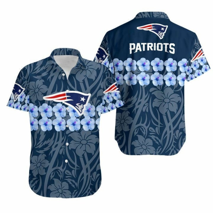 Gift For Fan New England Pat American Football Team Patriots Team Tropical Flower Leaves Short Sleeve Hawaiian Shirt