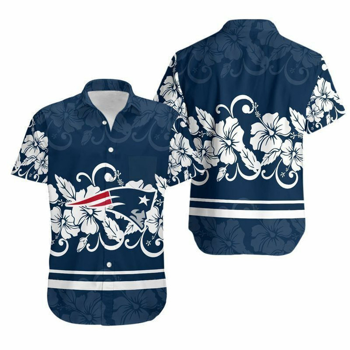 Great Gift For Fan New England Pat American Football Team Patriots Team Tropical Flower Short Sleeve Hawaiian Shirt