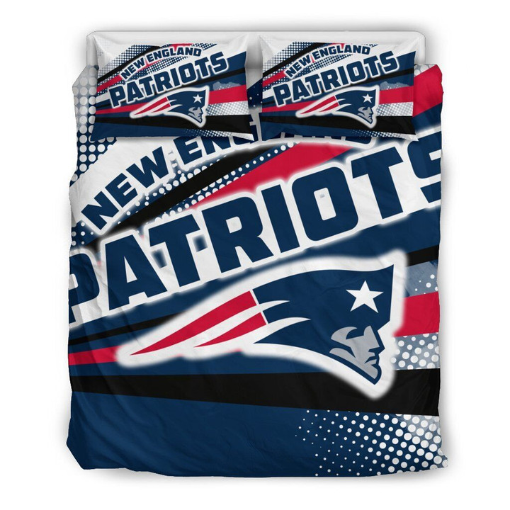New England Pat American Football Team Patriots Logo Polka Dots Set Comforter Duvet Cover With Two Pillowcase Bedding Set