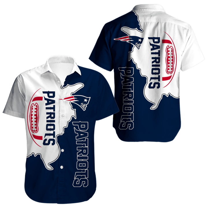 New England Pat American Football Team Patriots Two Tone Split For Fan Gift For Fan Short Sleeve Hawaiian Shirt