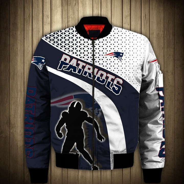 New England Pat American Football Team Patriots Player Shadow Gift For Fan Team Bomber Jacket Outerwear Christmas Gift