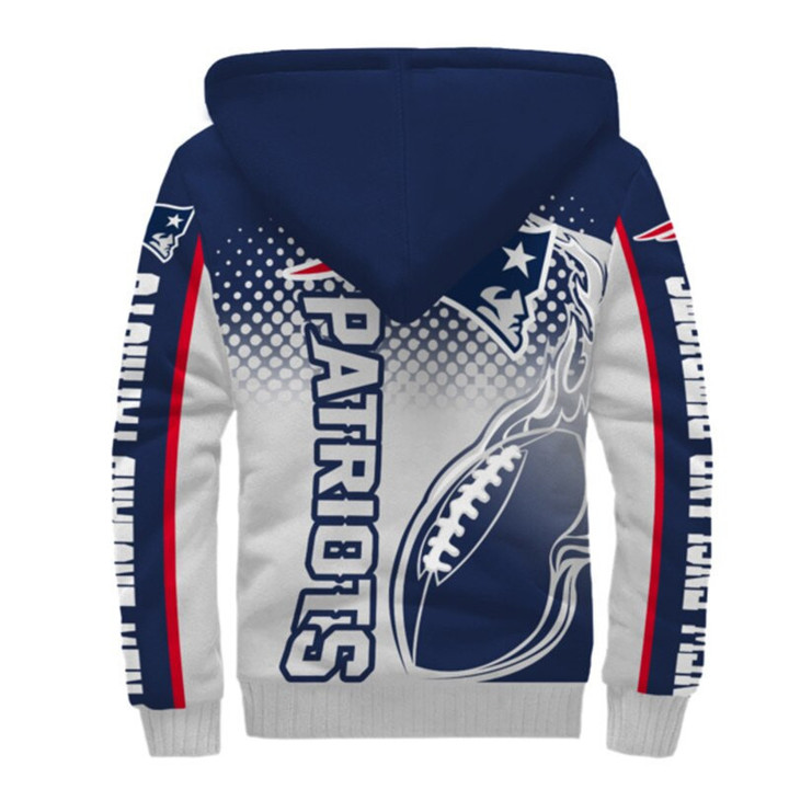 New England Pat American Football Team Patriots Ball Flame Gift For Fan Fleece Hoodie With Hood Warm Jacket Winter Coat Outwear