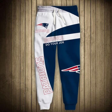 Dark Blue with White Men's New England Pat American Football Team Patriots Gift For Christmas Chargers Sweatpants Jogging