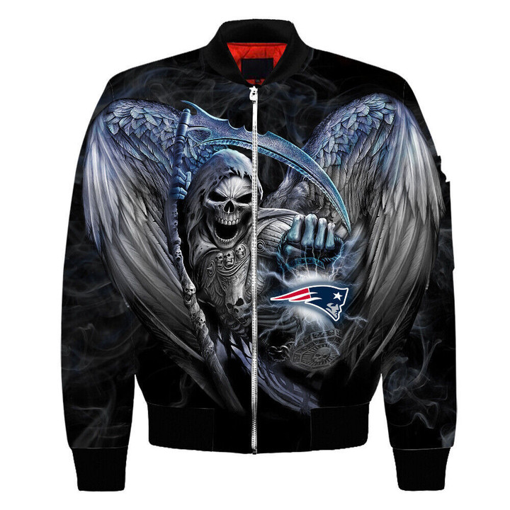 New England Pat American Football Team Patriots Winged Death God Gift For Fan Team Bomber Jacket Outerwear Christmas Gift