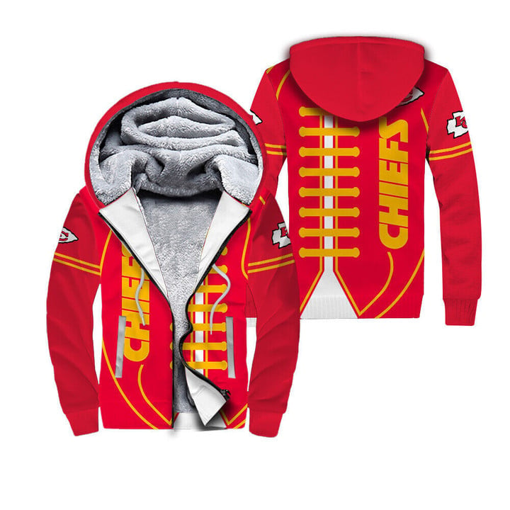 Kansas City American Football Team Road Super Bowl Shoelaces Gift For Fan Fleece Hoodie With Hood Warm Jacket Winter Coat Outwear