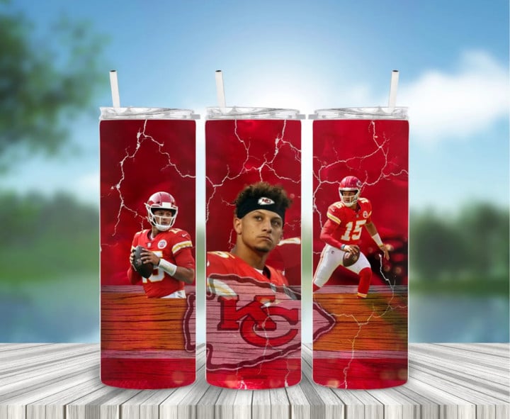 Strong Player Number 15 On Red Background Kansas City American Football Team Road Super Bowl Tumbler