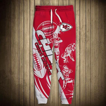 Red with White Pattern Men's Kansas City American Football Team Road Super Bowl Gift For Champion Chargers Sweatpants Jogging