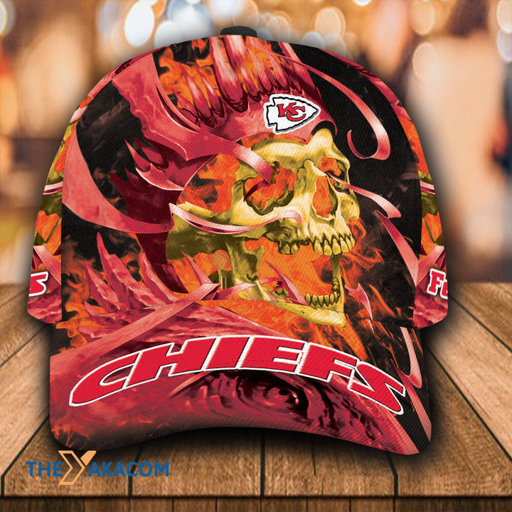 Personalized Fire Flame Skull Kansas City American Football Team Road Super Bowl Fan Team Baseball Cap Classic Hat Men Woman Unisex
