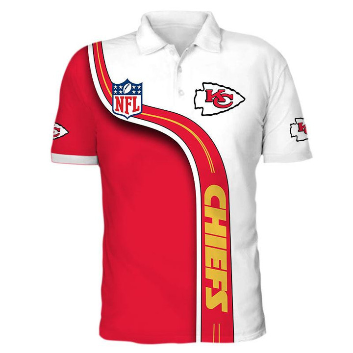 Men's Kansas City American Football Team Road Super Bowl Polo Shirts Short Sleeve Casual Loose Sports Tops