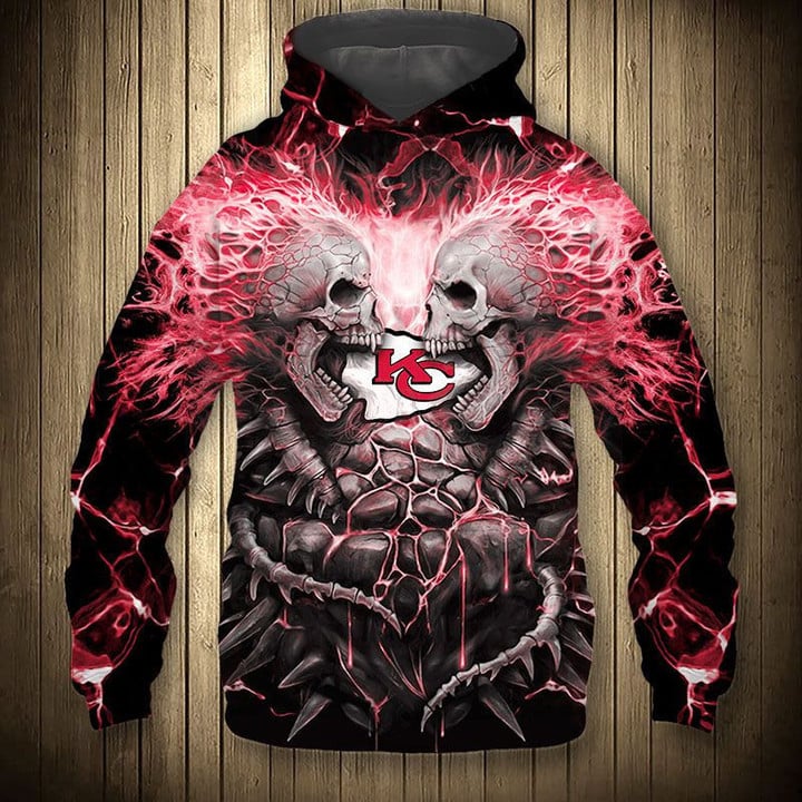 Electric Kansas City American Football Team Road Super Bowl Skull Hoodie Zip Hoodie Sweatshirt Casual Hooded Jacket Coat