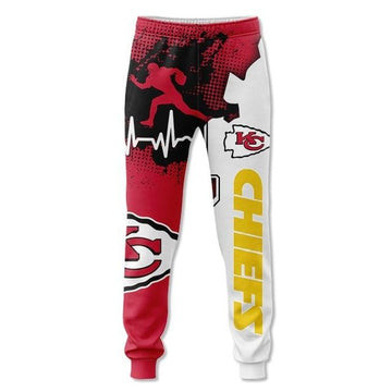 Red White Pattern Men's Kansas City American Football Team Road Super Bowl Gift For Champion Chargers Sweatpants Jogging