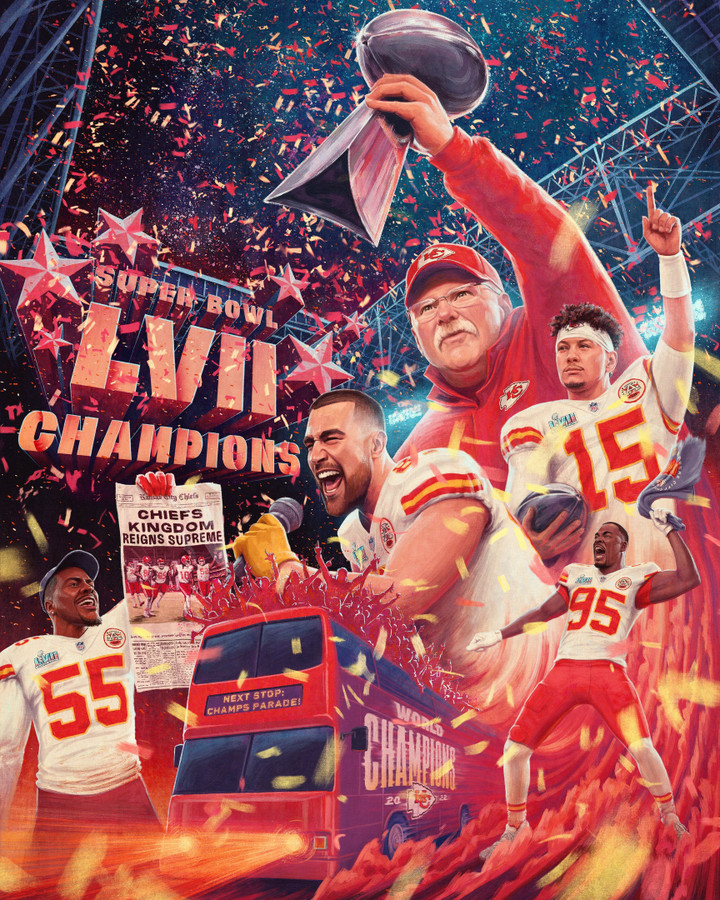 Super Game Final Champion Super Bowl Kansas City Winner Patrick Mahomes Poster