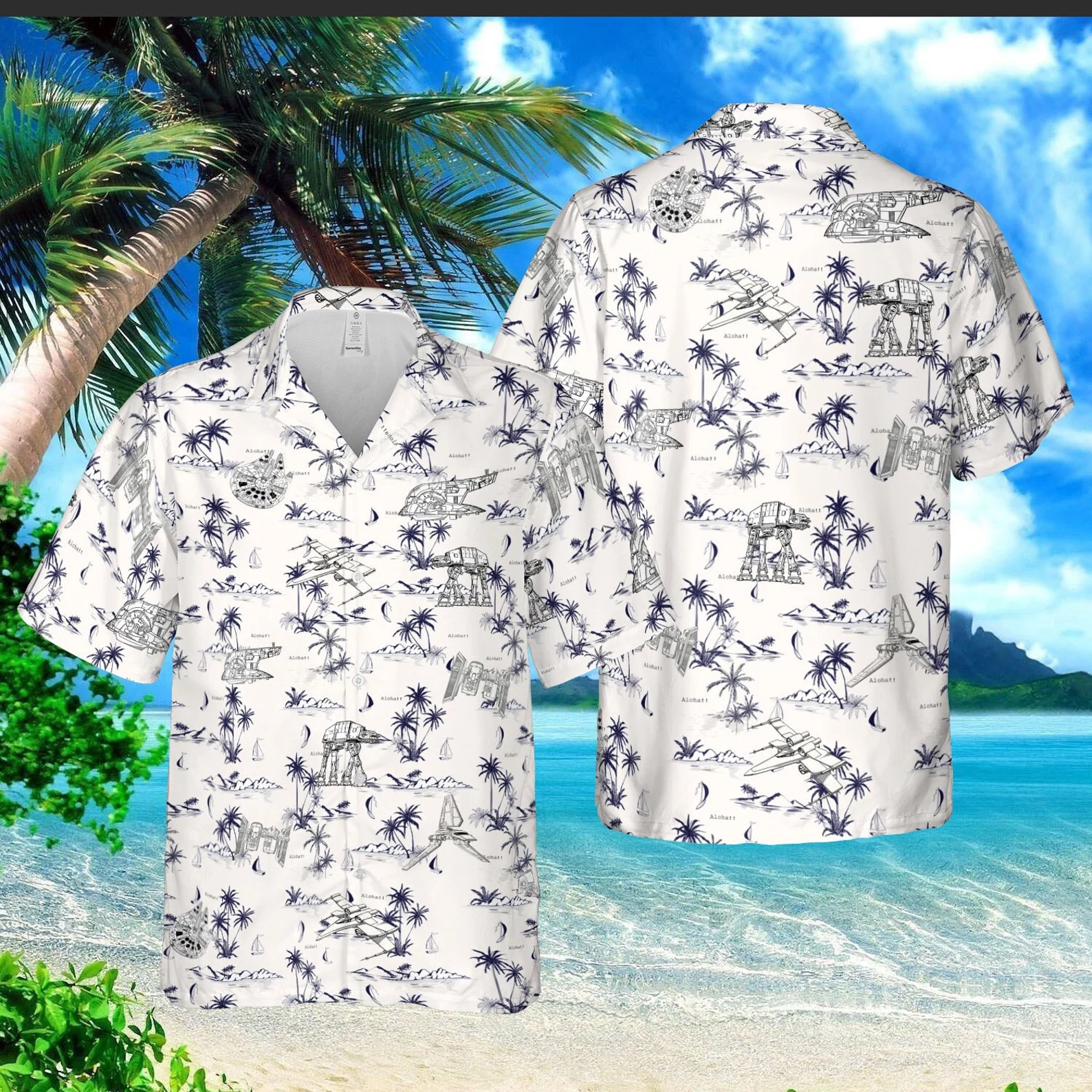 Star Wars Hawaiian Shirt, All Terrain Armored Transport Shirt, Lambda-class T-4a shuttle Short Sleeve Shirt