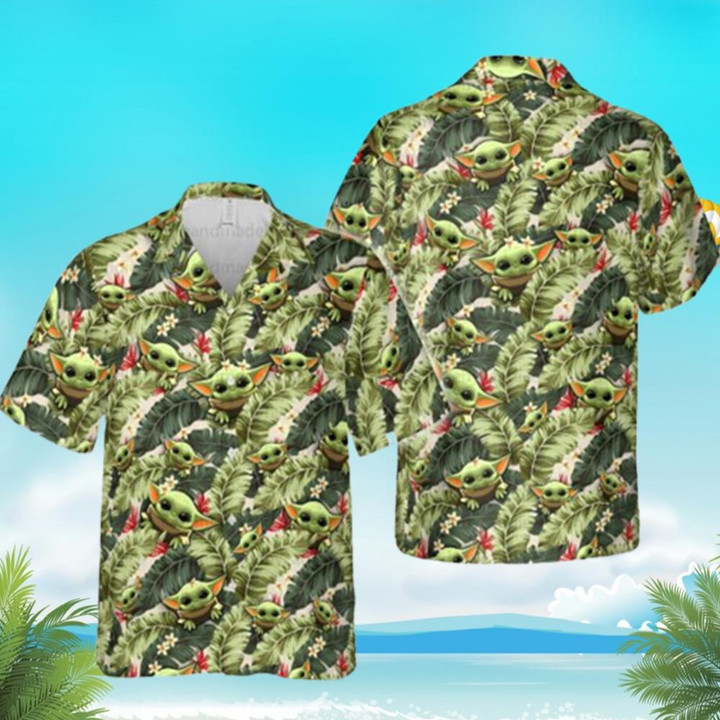 Star Wars Cute Baby Yoda Star Wars Hawaiian Tropical Summer Short Sleeve Shirt