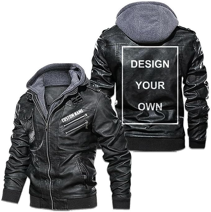 Personalized Leather Jacket With Hood, Custom Your Black/Brown Leather Jacket Gift Ideas