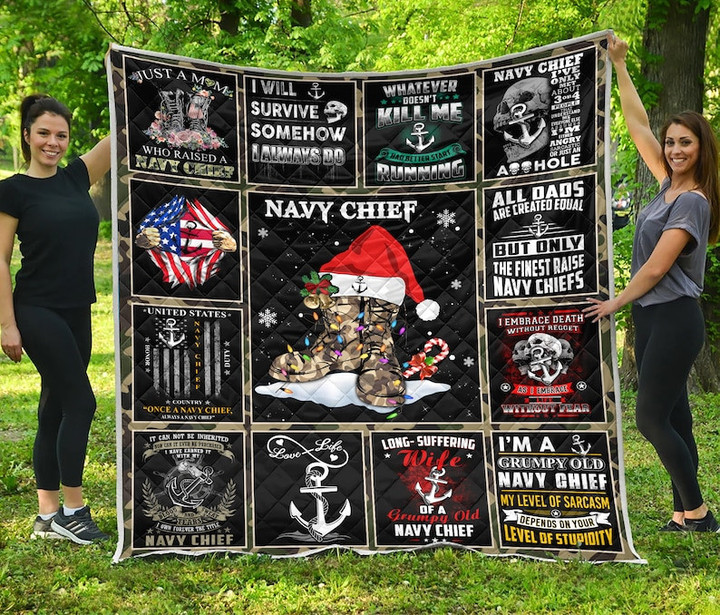 Navy Chief Quilt, Navy Chief Gift, Gifts for Navy Chief Lover, Merry Christmas Navy Chief Quilt