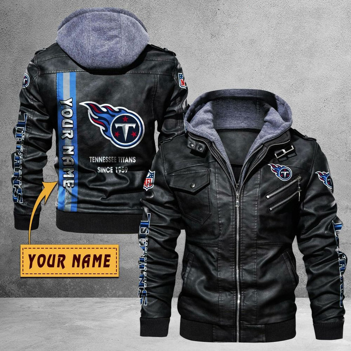 Men's Jacksonville-Jaguars Leather Jacket With Hood, Custom Name Since 1959 Jacksonville-Jaguars Black/Brown Leather Jacket Gift Ideas For Fan