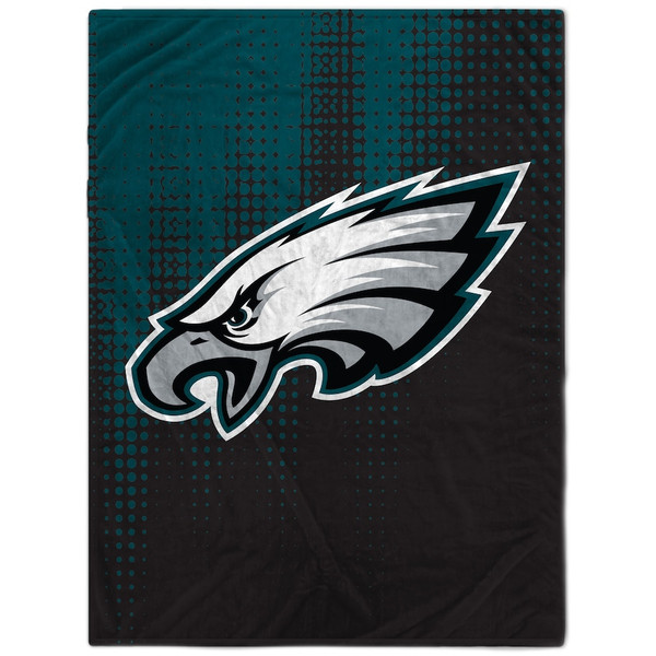 Philadelphia-Eagles Blanket, Eagle Black Green Ombre Color Pattern Fleece Blanket, Eagles Sherpa Blanket