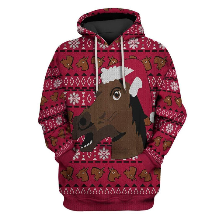 Hoodie Zip Hoodie Custom T-shirt - Hoodies Ugly Christmas Horse Apparel