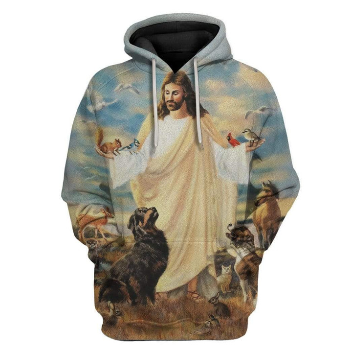 Hoodie Zip Hoodie Custom T-shirt - Hoodies Jesus And Animals