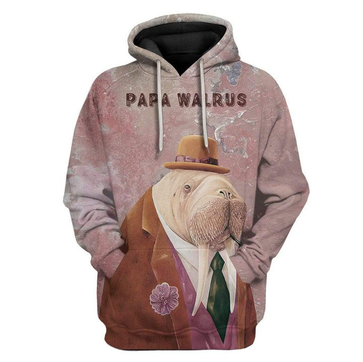 Hoodie Zip Hoodie Custom T-shirt - Hoodies Papa Walrus