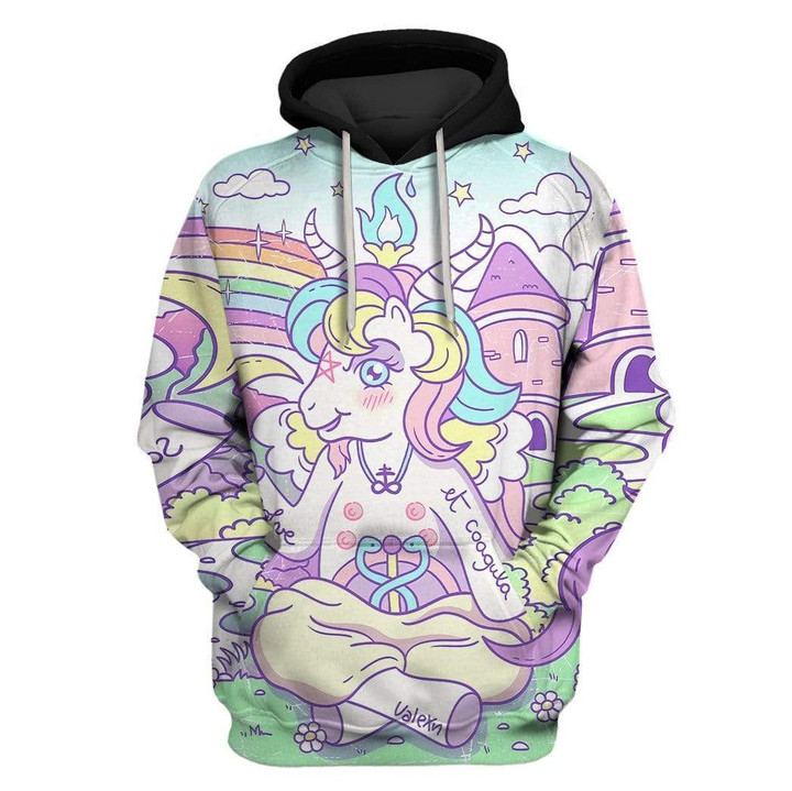 Hoodie Zip Hoodie Rainbow Unicorn Custom T-shirt - Hoodies Apparel