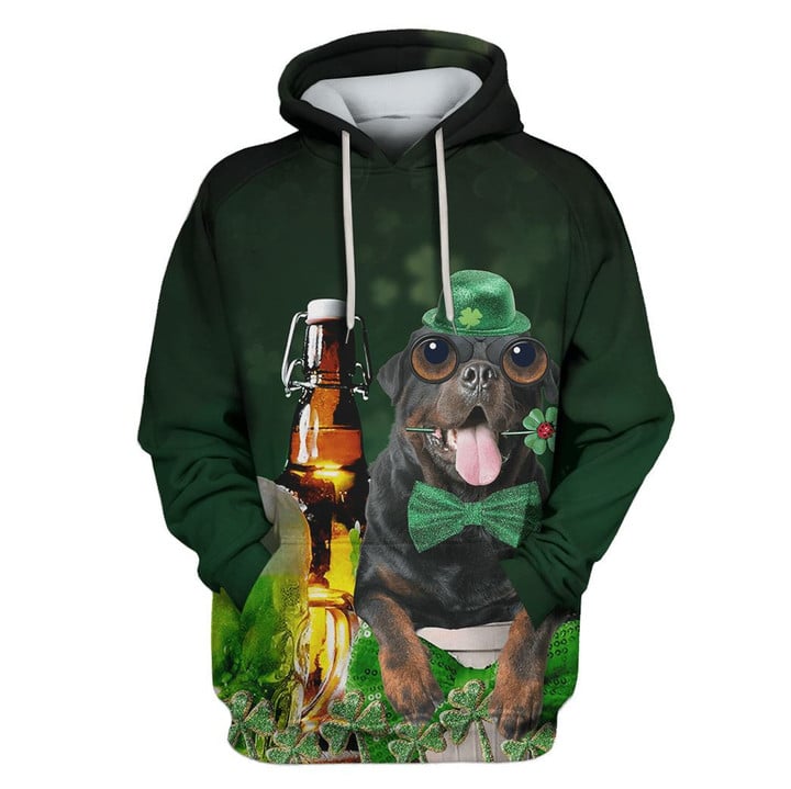 Hoodie Zip Hoodie Cute rottweiler with beer Custom T-shirt - Hoodies Apparel