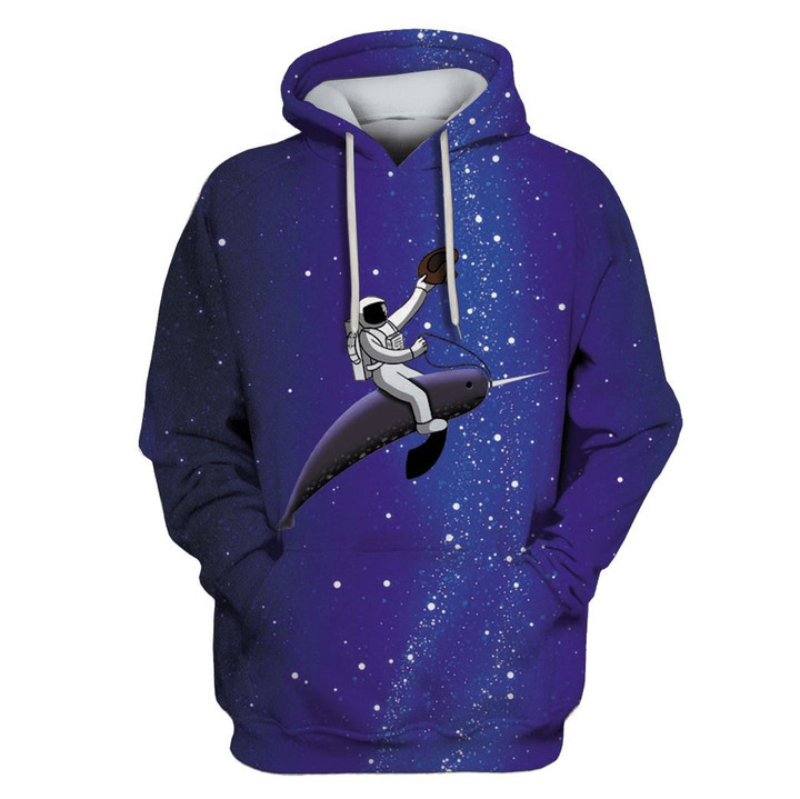 Hoodie Zip Hoodie Astronaut in galaxy background Custom T-shirt - Hoodies Apparel