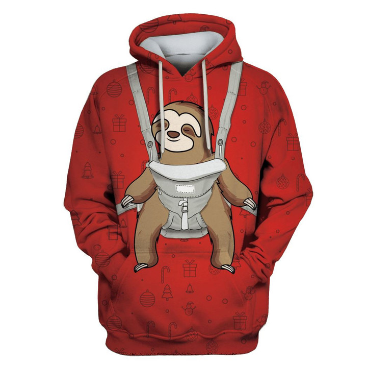 Hoodie Zip Hoodie Baby Sloth On Christmas Custom T-shirt - Hoodies Apparel