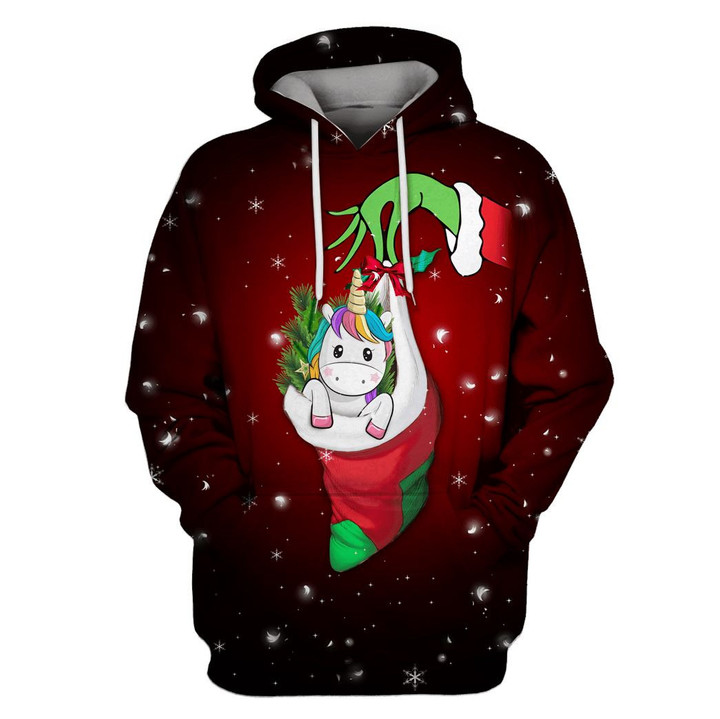 Hoodie Zip Hoodie Christmas unicorn Custom T-shirt - Hoodies Apparel