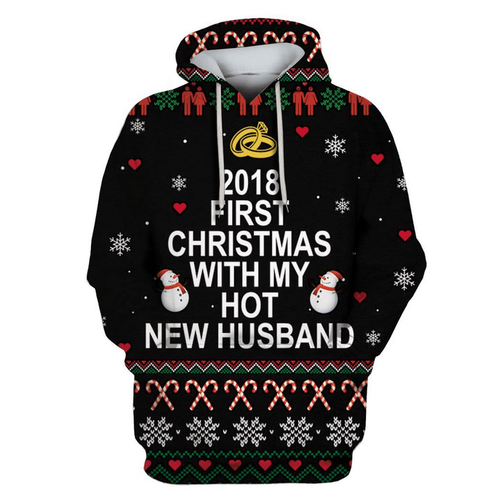 Hoodie Zip Hoodie 2018 First Christmas With My Hot New Husband Custom T-shirt - Hoodies Apparel