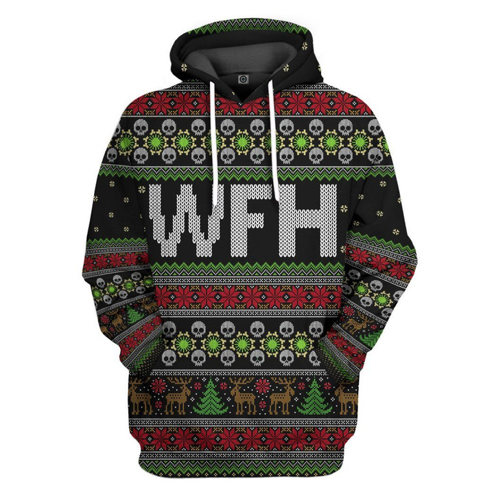 Hoodie Zip Hoodie 3D WFH Work From Home Ugly Christmas Sweater Custom Tshirt Hoodie Apparel