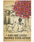 Akita Beside The Girl Who Sitting Next To Tree And Lived Happily Ever After Vertical Canvas Poster