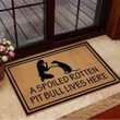 A Spoiled Rotten Pitbull Lives Here Doormat Gift Christmas Home Decor