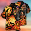 Halloween Dachshund Dog And Pumpkin Scary Hawaii Hawaiian Shirt