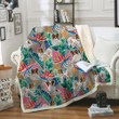 Papillon And Colorful Patterns Fleece Sherpa Throw Blanket