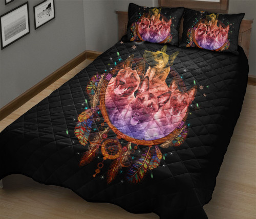Belgian Malinois Dreamcatcher Colorful Pattern Quilt Bed Set