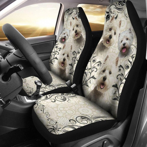 Lovely Westie With Vintage Tree Car Seat Cover
