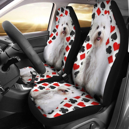 Lovely Westie With Deck Of Cards Car Seat Cover