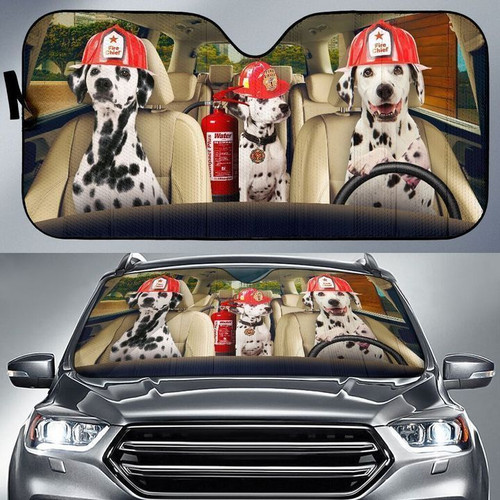 Dogs Dalmatian Became The Firefighters Car Windshield Auto Sun Shade Sunshade UV