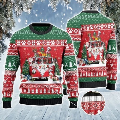 Merry Xmas Dog Lovers German Shorthaired Pointer Van Awesome Gift For Christmas Ugly Christmas Sweater