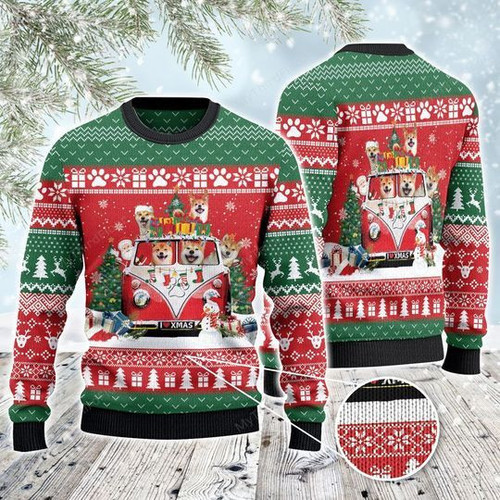 Merry Xmas Dog Lovers Shiba Inu Family Van Awesome Gift For Christmas Ugly Christmas Sweater