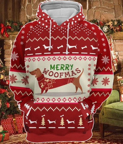 Lovely Funny Dachshund Merry Woofmas Gift For Christmas Ugly Christmas Sweater